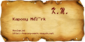 Kaposy Márk névjegykártya
